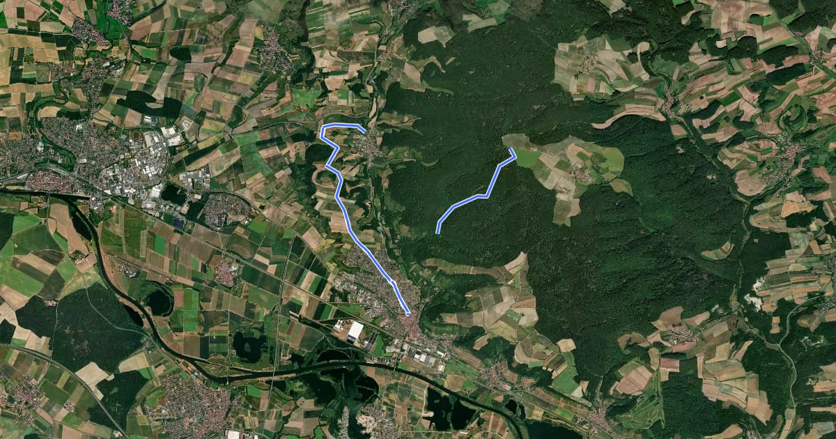 Маршрут Rundwanderweg Hase Zeil на спутниковом снимке