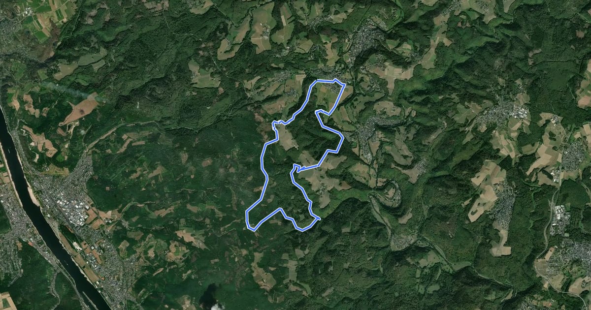 Маршрут Rundwanderweg Hausen (Wied) 1 на спутниковом снимке
