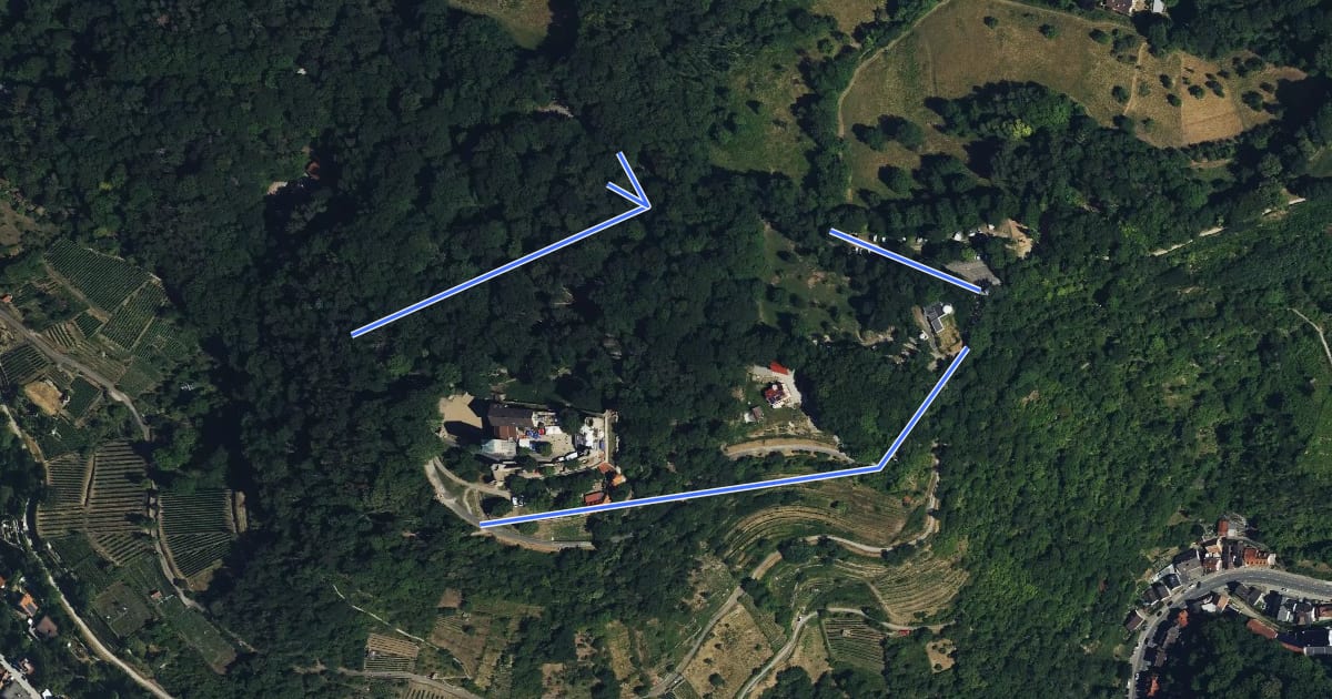 Маршрут Rundwanderweg Heppenheim Starkenburg 1: Rund um die Starkenburg на спутниковом снимке