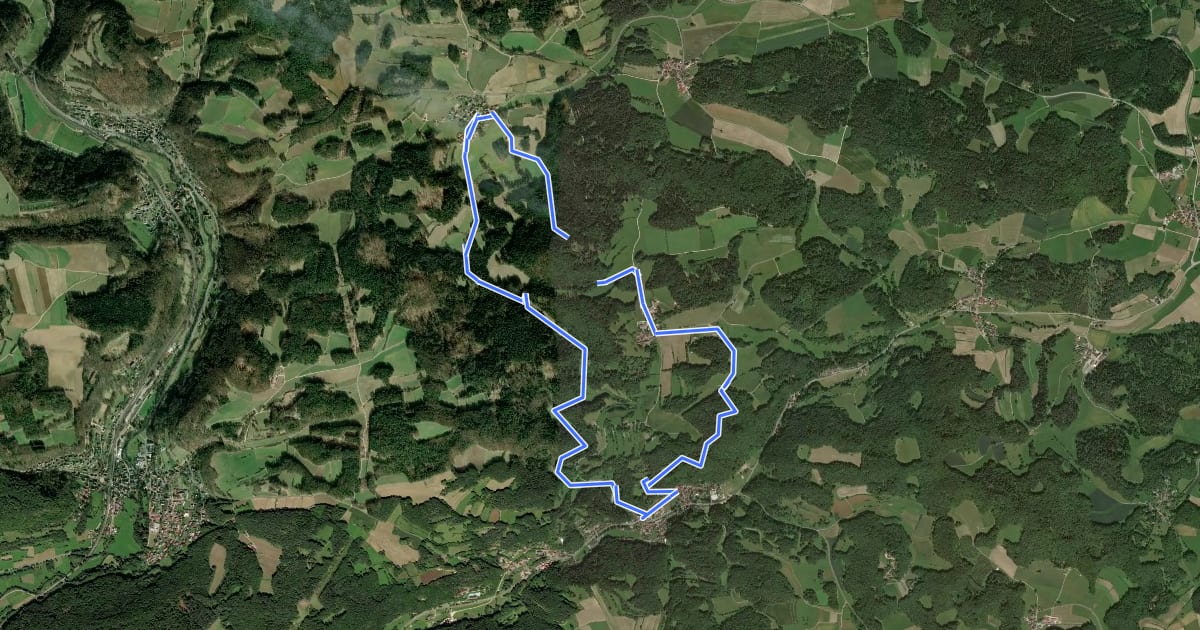 Маршрут Rundwanderweg Hirschbach Nr. 1 на спутниковом снимке
