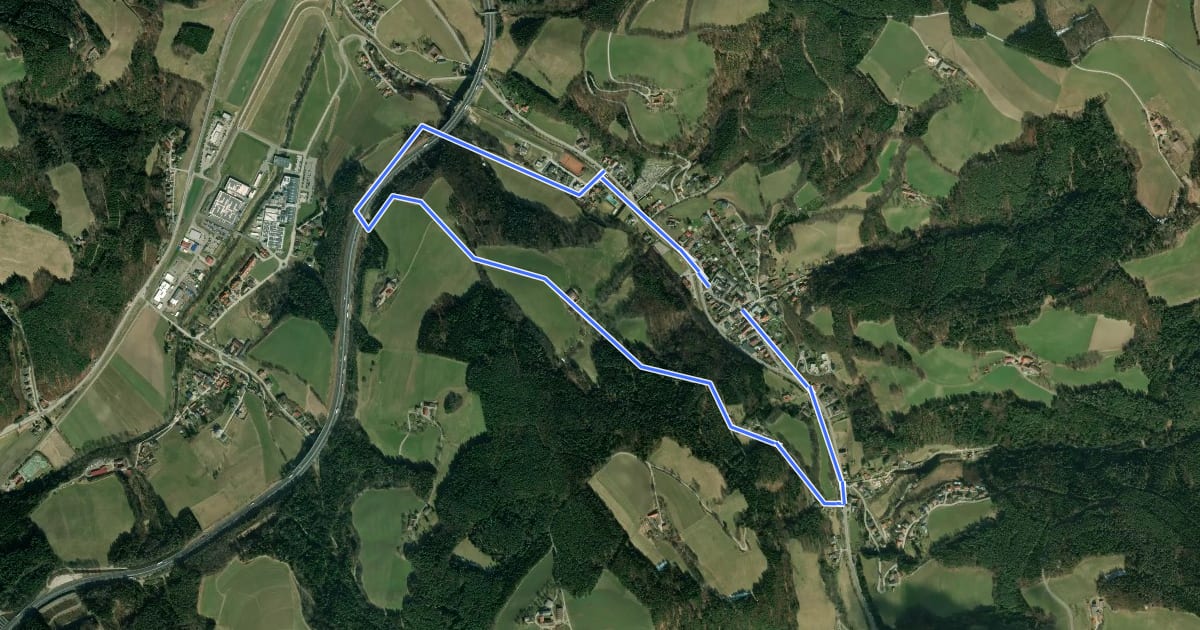 Маршрут Rundwanderweg K4: Edlitz - Schwarzbauer - Lehenkreuz - Ortsmitte на спутниковом снимке