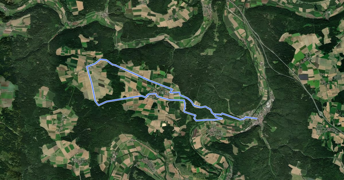 Маршрут Rundwanderweg Kipfenberg 10 на спутниковом снимке