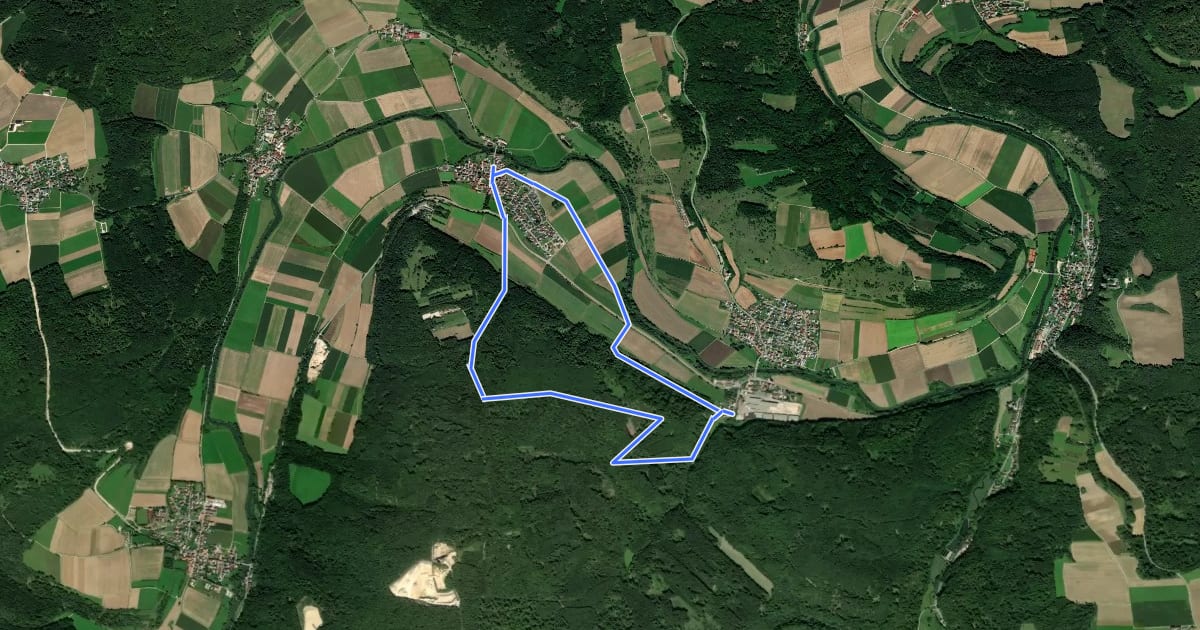 Маршрут Rundwanderweg Kipfenberg 11 на спутниковом снимке