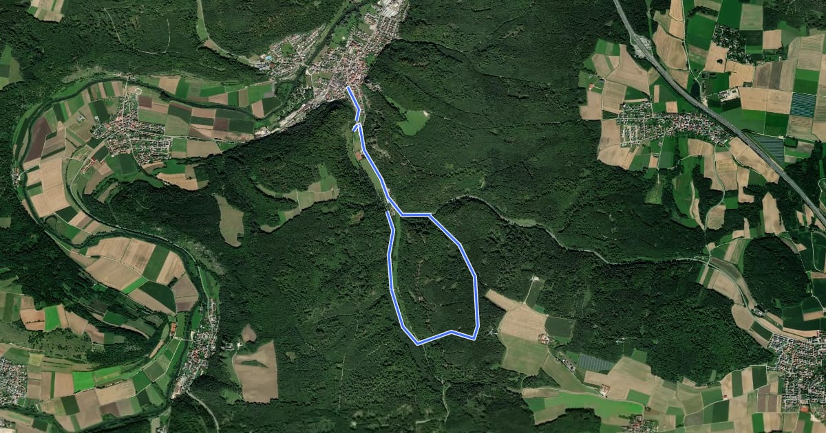 Маршрут Rundwanderweg Kipfenberg 12 на спутниковом снимке