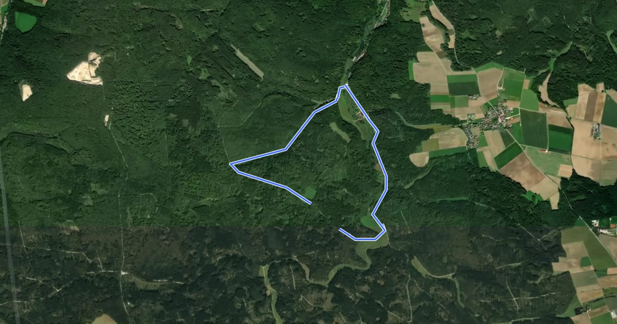 Маршрут Rundwanderweg Kipfenberg 9 на спутниковом снимке