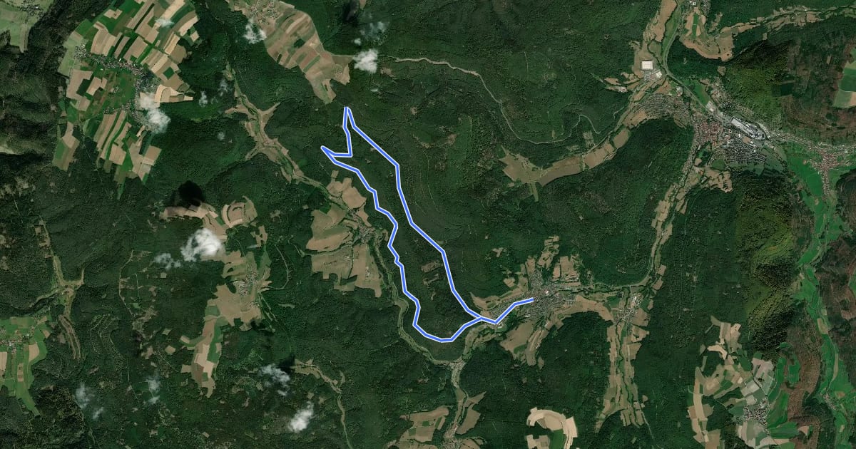 Маршрут Rundwanderweg Kirchzell 1 : Wanderung durch das Ortelstal на спутниковом снимке