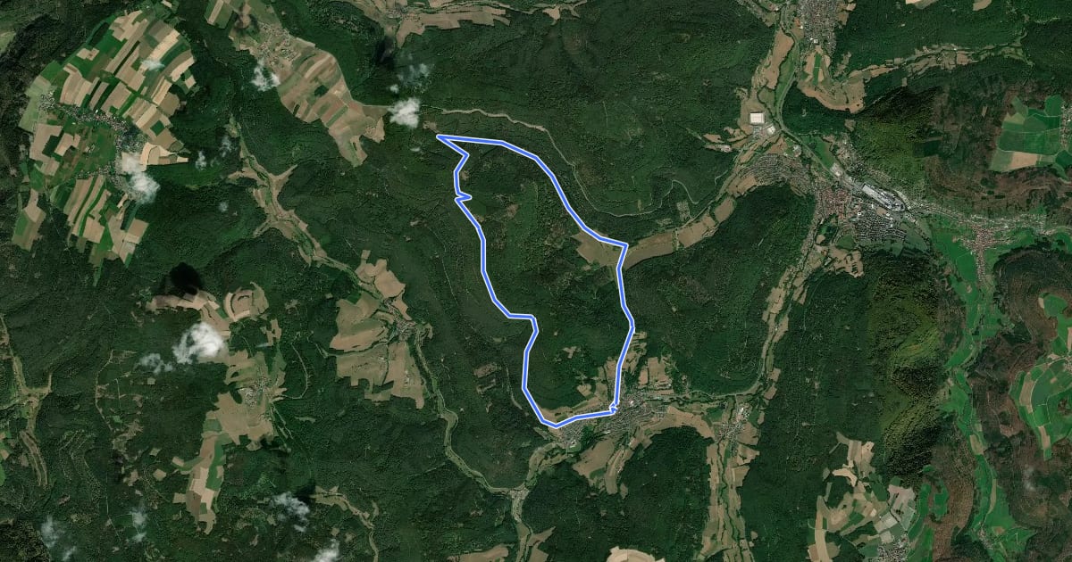 Маршрут Rundwanderweg Kirchzell 2 : Wanderung durch das Otterbacher Tal на спутниковом снимке