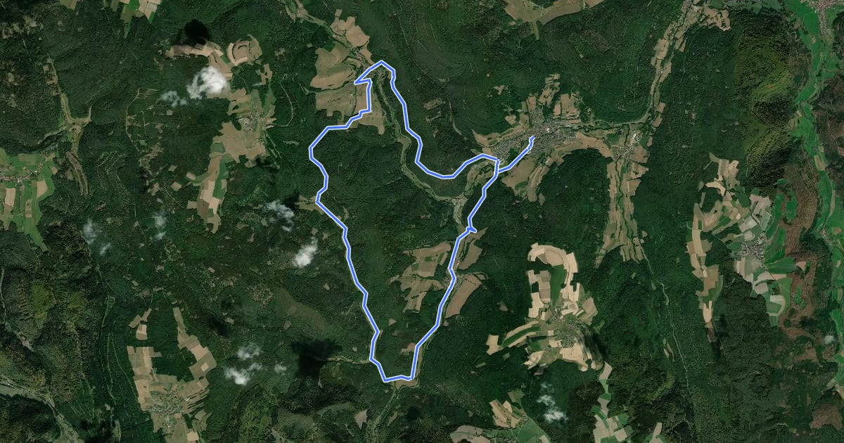 Маршрут Rundwanderweg Kirchzell 4: Drei-Täler-Weg на спутниковом снимке
