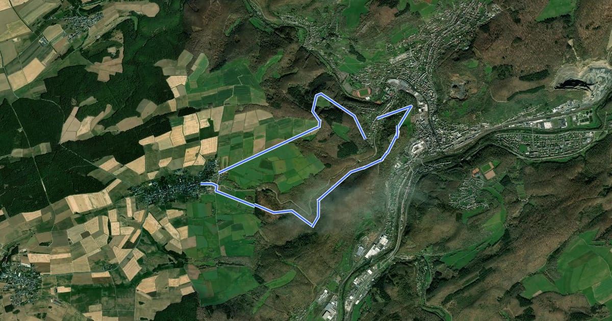 Маршрут Rundwanderweg Kirn 1 на спутниковом снимке