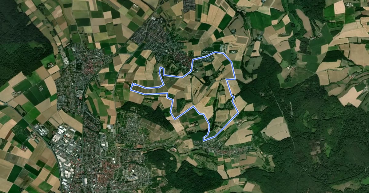 Маршрут Rundwanderweg Klein-Umstadt 2 : Raibach-Weg на спутниковом снимке