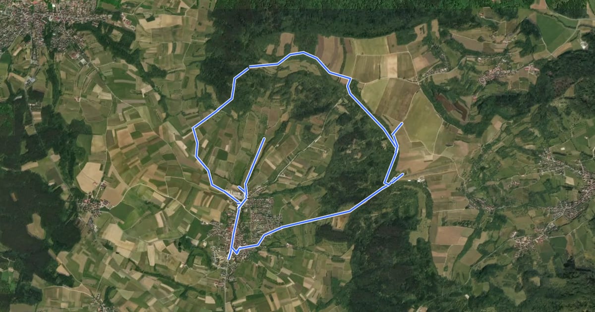 Маршрут Rundwanderweg KopfeichenLand на спутниковом снимке