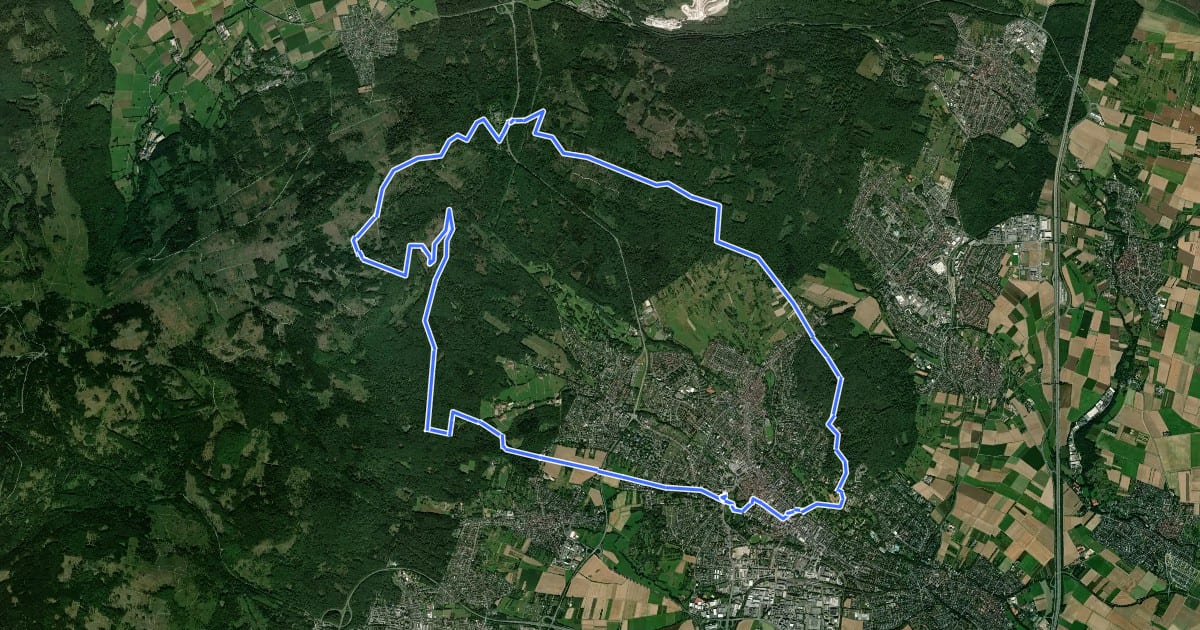 Маршрут Rundwanderweg Kurlandschaft на спутниковом снимке