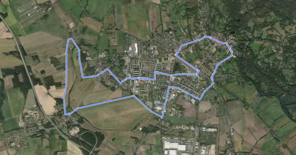 Маршрут Rundwanderweg Lübbenau-Groß Beuchow ( gelber Punkt) на спутниковом снимке