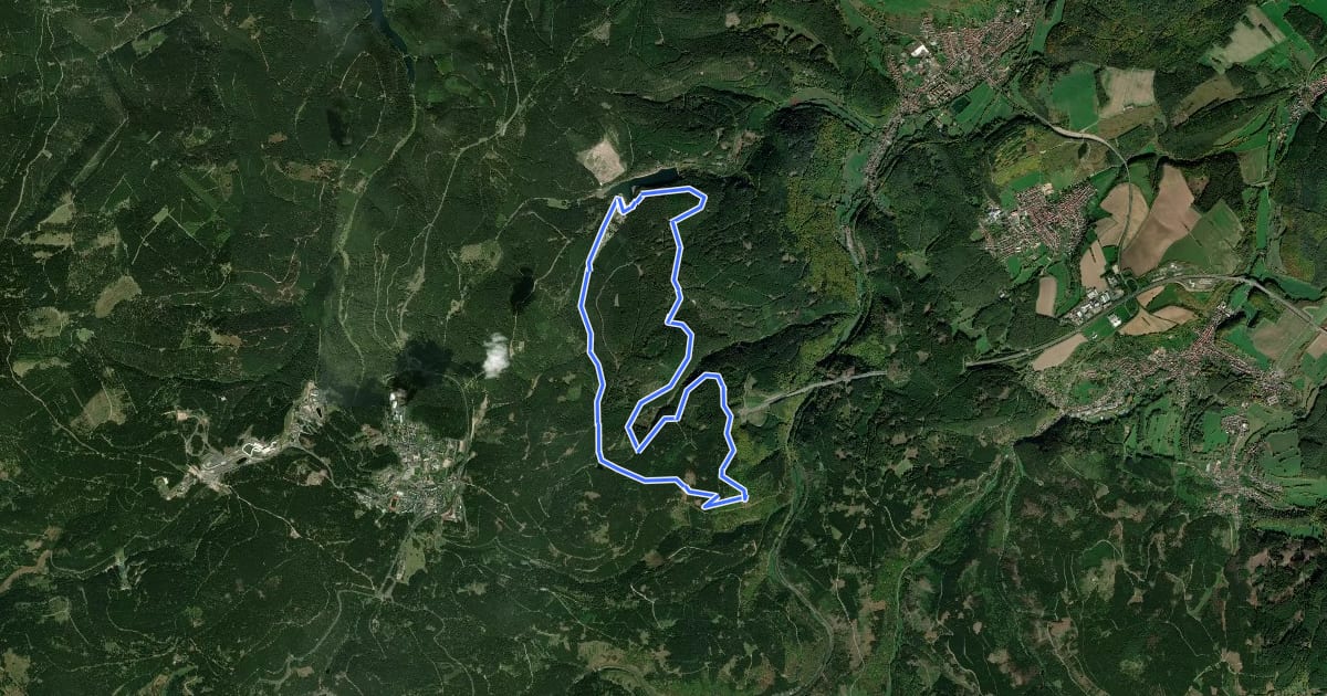 Маршрут Rundwanderweg Lütsche-Flößgraben на спутниковом снимке
