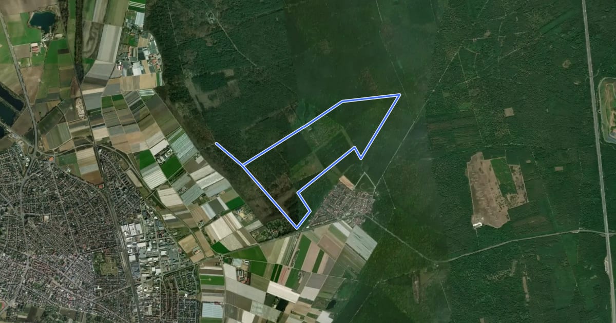 Маршрут Rundwanderweg Lampertheim Lorscher Weg 2: Rutenfeld-Weg на спутниковом снимке