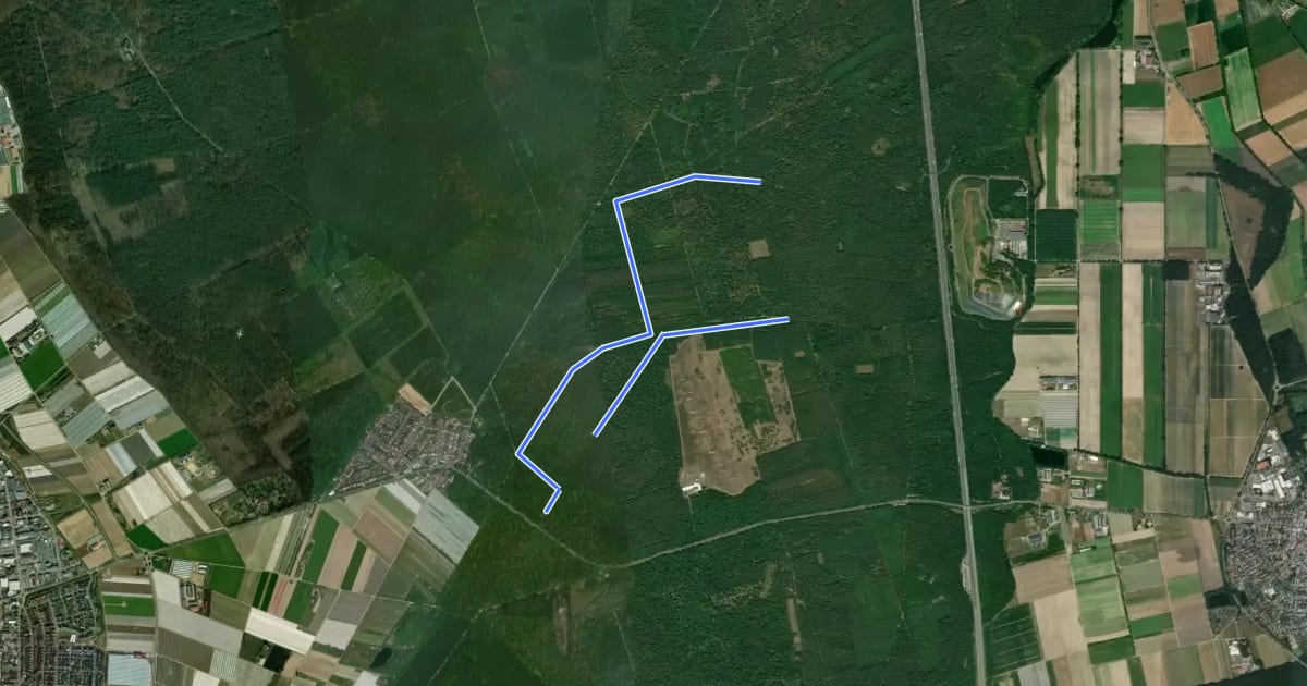 Маршрут Rundwanderweg Lampertheim Pechofen 3: Kindsbidl-Weg на спутниковом снимке