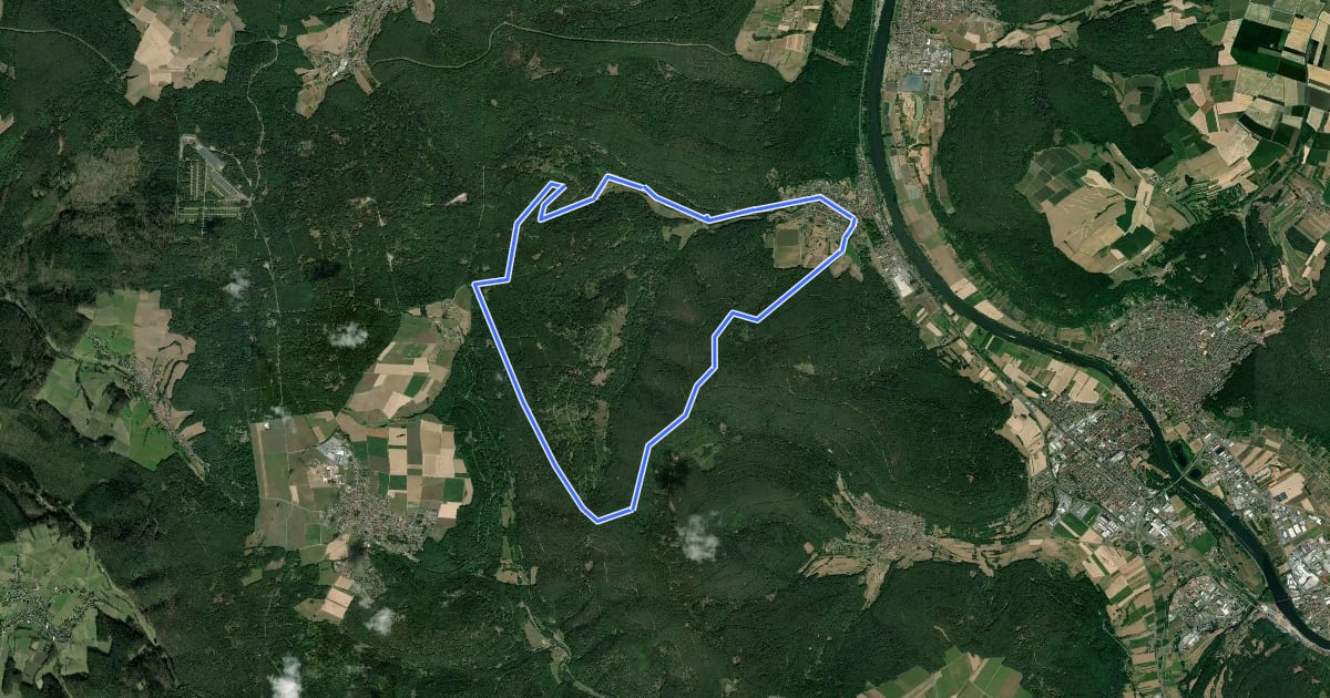 Маршрут Rundwanderweg Laudenbach 1 : Brunnthal-Wanderung на спутниковом снимке
