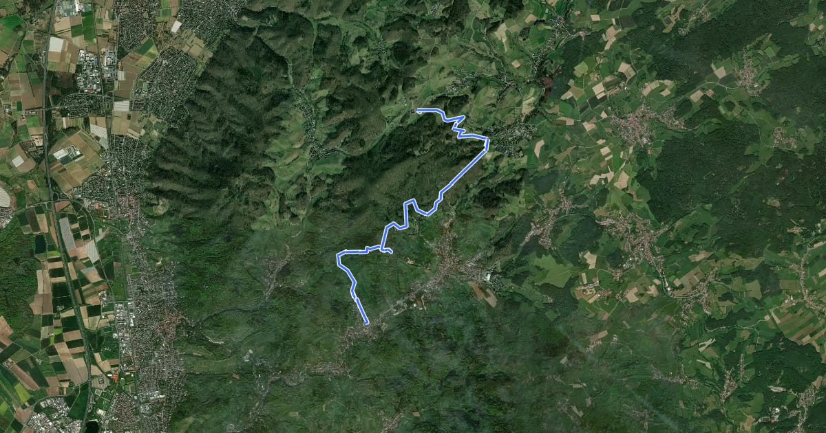 Маршрут Rundwanderweg Lautertal 3 на спутниковом снимке