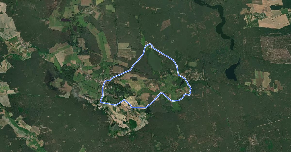 Маршрут Rundwanderweg Lieberose-Jamlitz-Lieberose на спутниковом снимке
