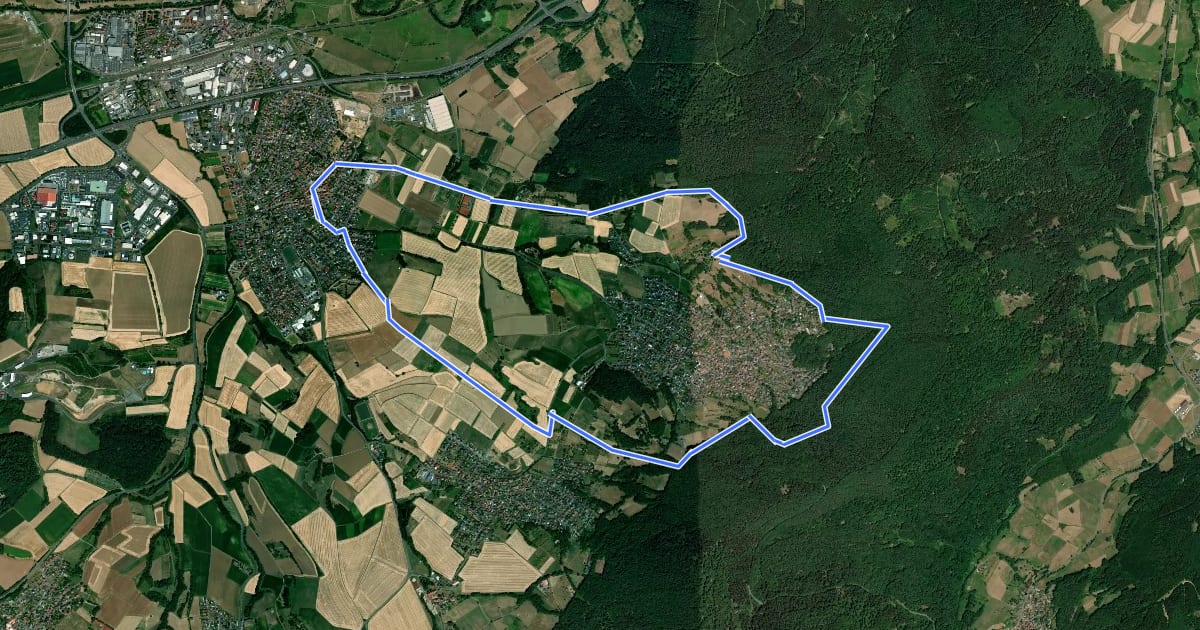 Маршрут Rundwanderweg Linsengericht RWL2 на спутниковом снимке