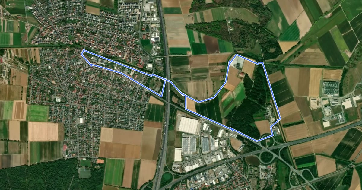 Маршрут Rundwanderweg Lorsch Teschenauer Berg 2: Gewässer-Lehrpfad на спутниковом снимке