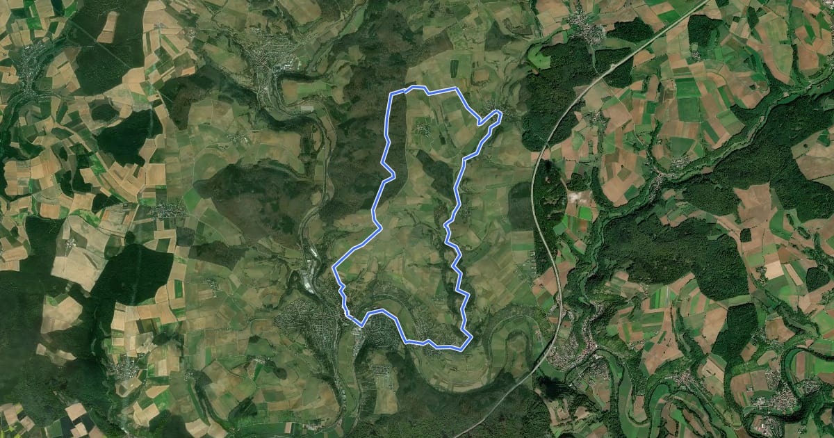 Маршрут Rundwanderweg Möckmühl 8 на спутниковом снимке