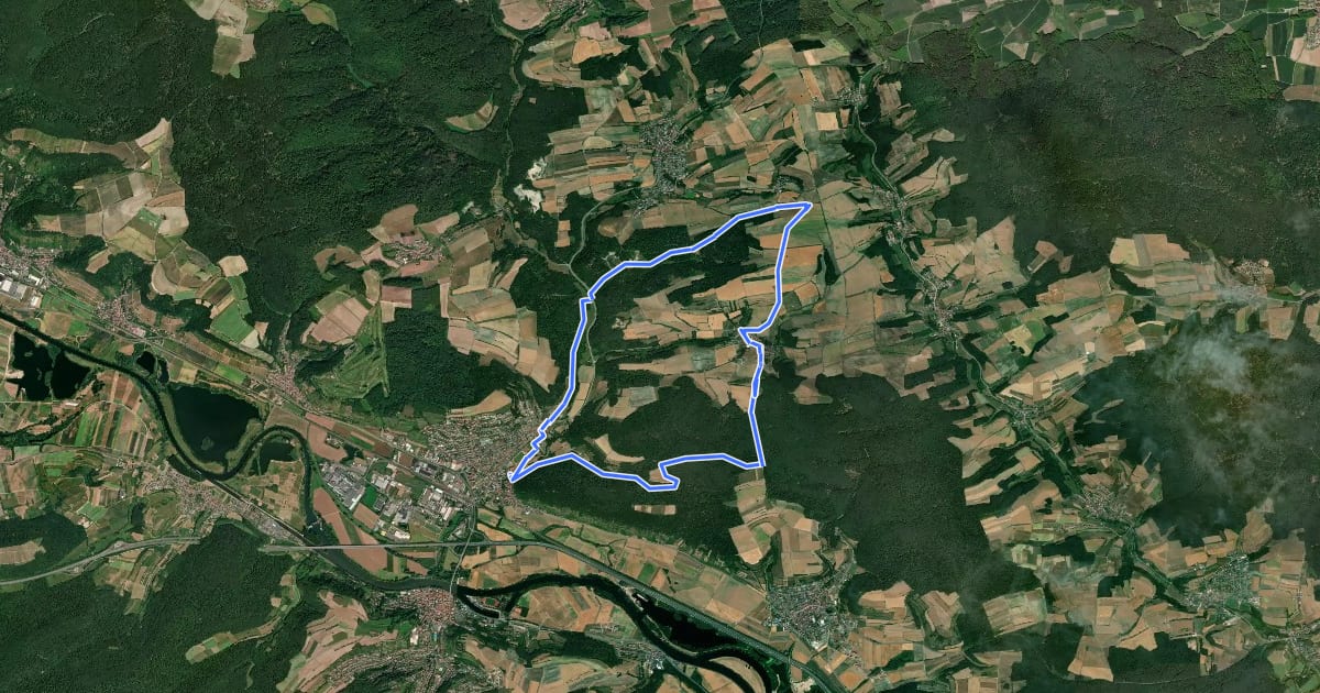Маршрут Rundwanderweg Maus Ebelsbach на спутниковом снимке