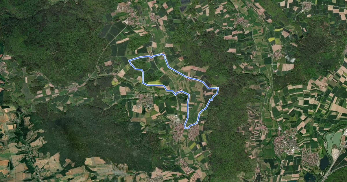 Маршрут Rundwanderweg Maus Reckendorf на спутниковом снимке