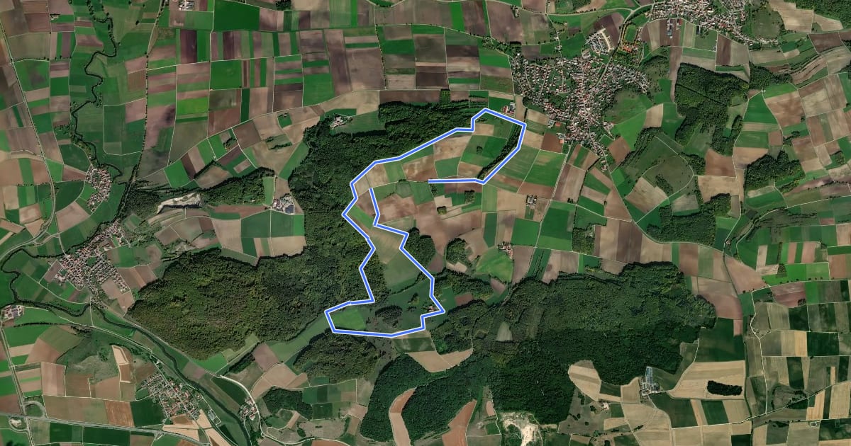 Маршрут Rundwanderweg Monheim 18 на спутниковом снимке
