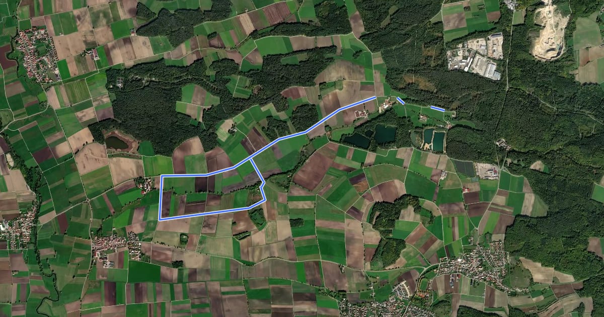 Маршрут Rundwanderweg Monheim 19 на спутниковом снимке