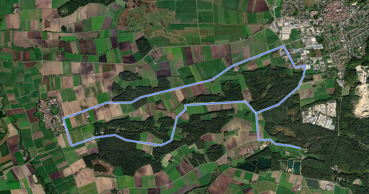 Маршрут Rundwanderweg Monheim 20 на спутниковом снимке