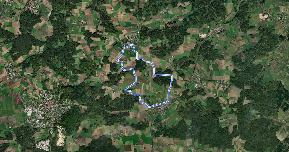 Маршрут Rundwanderweg Monheim 4 ? Bei Wolferstadt на спутниковом снимке
