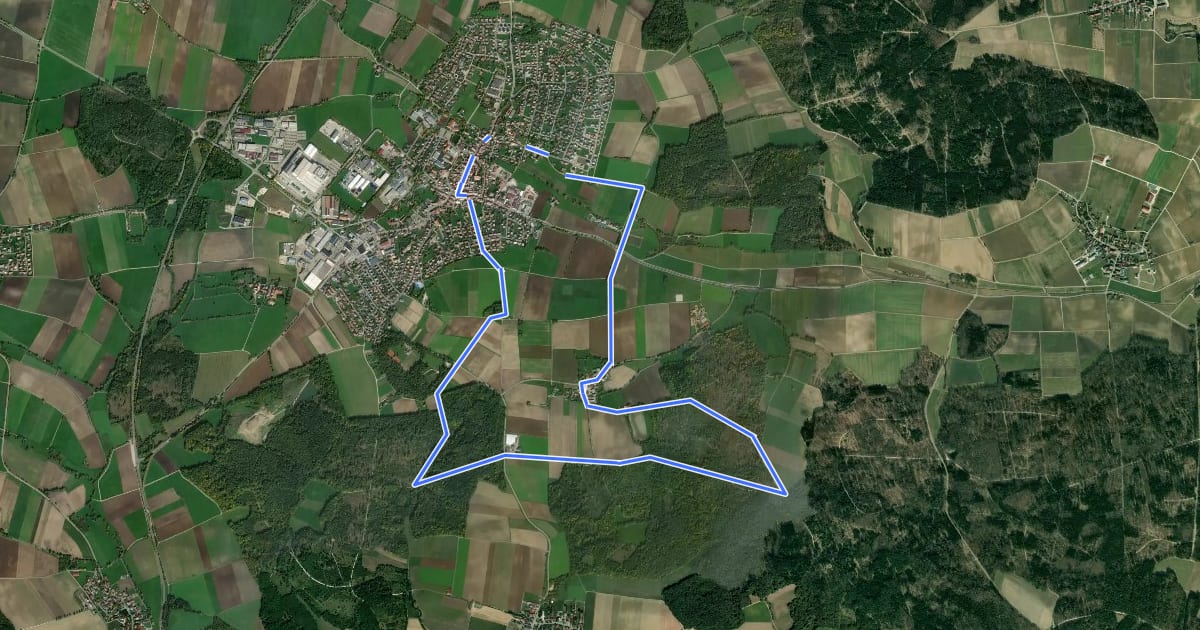 Маршрут Rundwanderweg Monheim 6 на спутниковом снимке