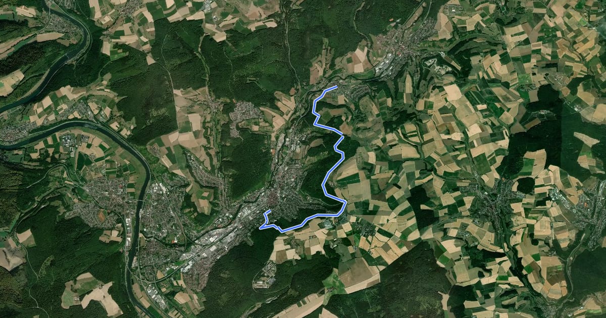 Маршрут Rundwanderweg Mosbach 1: Panoramaweg Neckarburken на спутниковом снимке