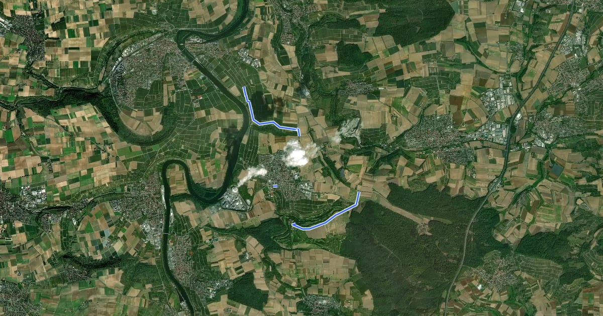 Маршрут Rundwanderweg Neckarwestheim II на спутниковом снимке