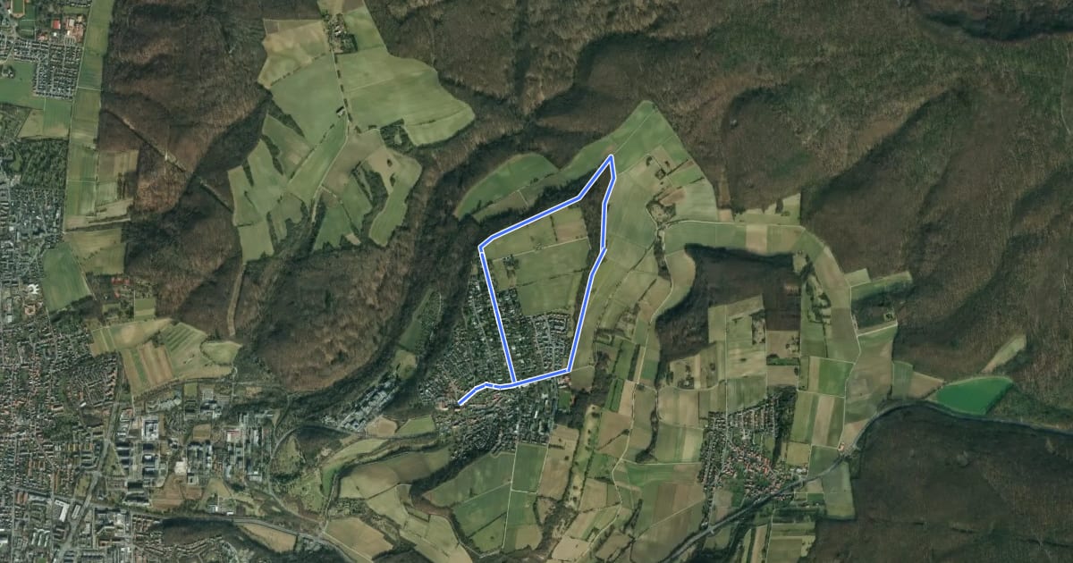 Маршрут Rundwanderweg Nikolausberg - Tour grünes Dreieck на спутниковом снимке