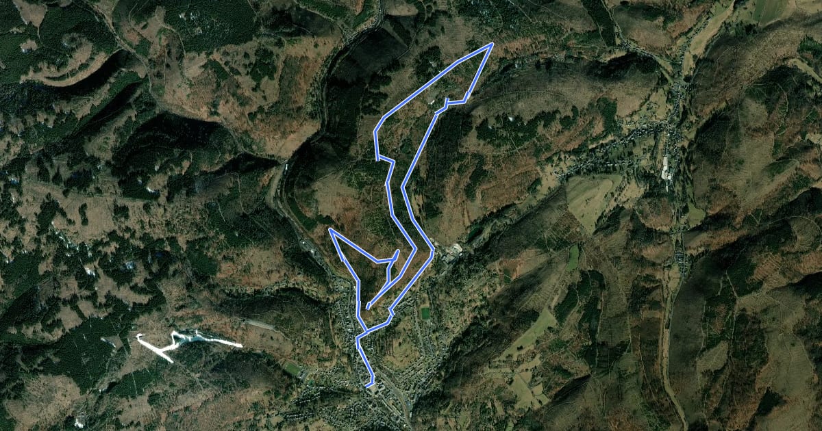 Маршрут Rundwanderweg Nr. 3 um Steinach / Thüringen на спутниковом снимке