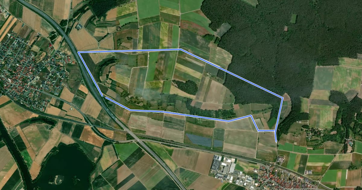 Маршрут Rundwanderweg Oberhaid blau на спутниковом снимке