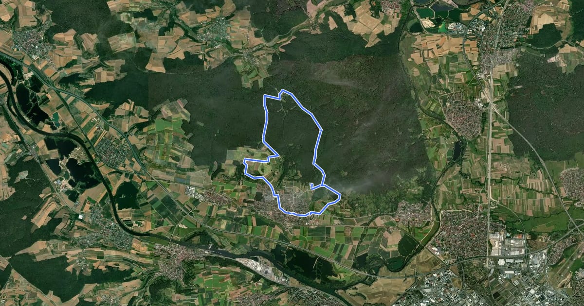Маршрут Rundwanderweg Oberhaid violett на спутниковом снимке