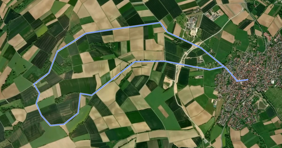 Маршрут Rundwanderweg Pflaumheim 1 : Wartturm-Weg на спутниковом снимке