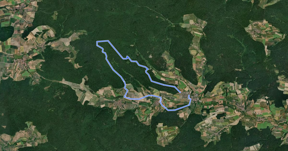 Маршрут Rundwanderweg Rauhenebrach 2 на спутниковом снимке