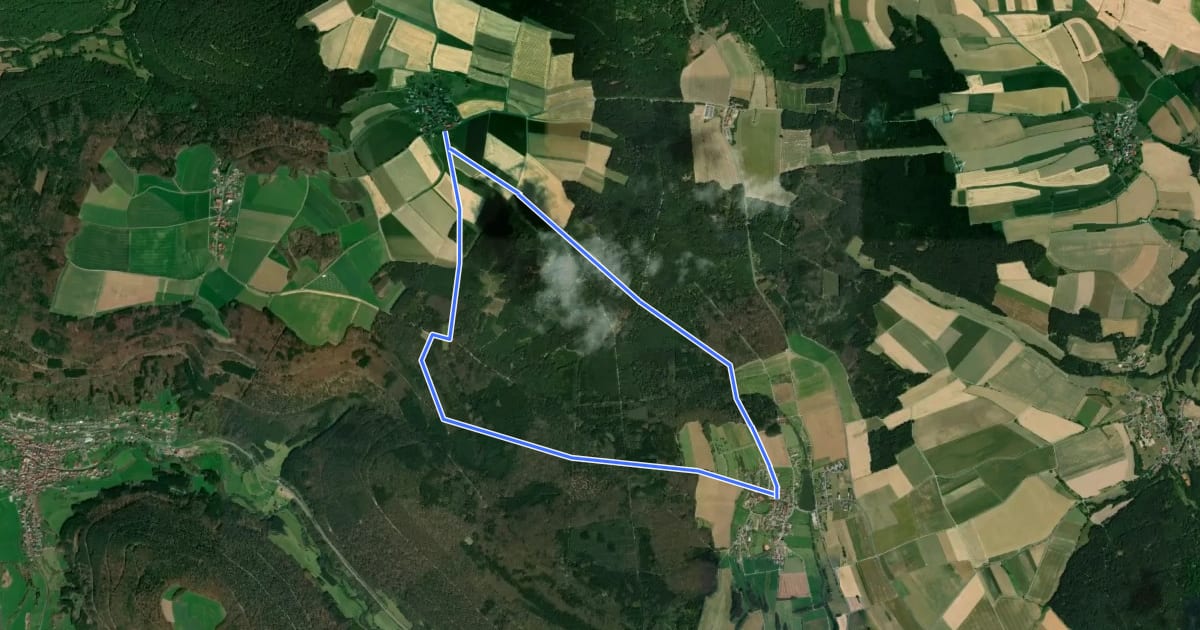 Маршрут Rundwanderweg Reichartshausen 1: Gottersdorf-Weg на спутниковом снимке