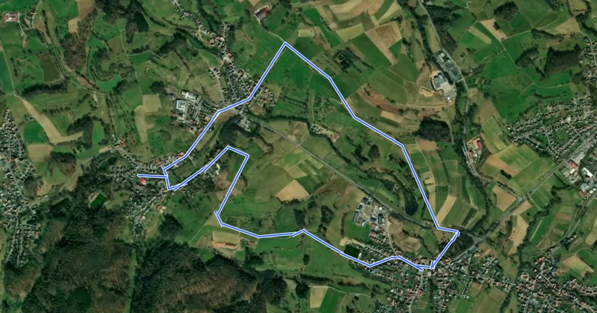 Маршрут Rundwanderweg Rimbach Mitlechtern Im Dorf 3: Fasanen-Weg на спутниковом снимке