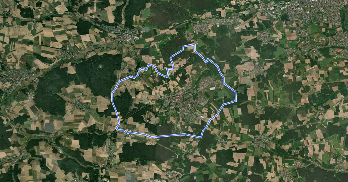Маршрут Rundwanderweg Roßtal на спутниковом снимке