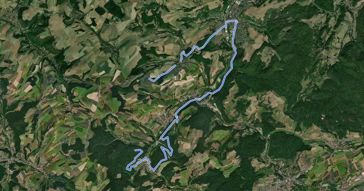 Маршрут Rundwanderweg Rockenhausen: Vier-Bäche-Weg на спутниковом снимке