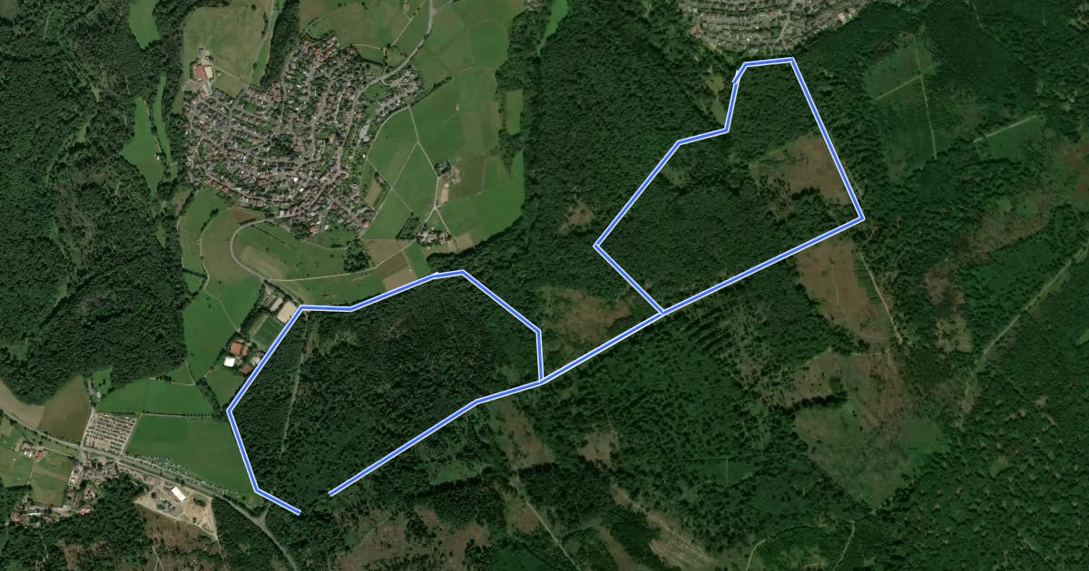 Маршрут Rundwanderweg rotes Quadrat на спутниковом снимке