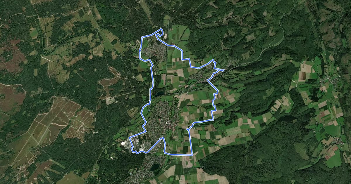 Маршрут Rundwanderweg S (Rund um Schlangen) [Schlangen] на спутниковом снимке