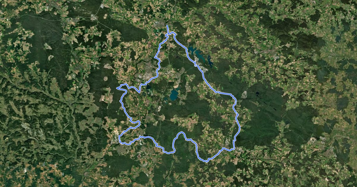 Маршрут Rundwanderweg Scharzenfeld на спутниковом снимке