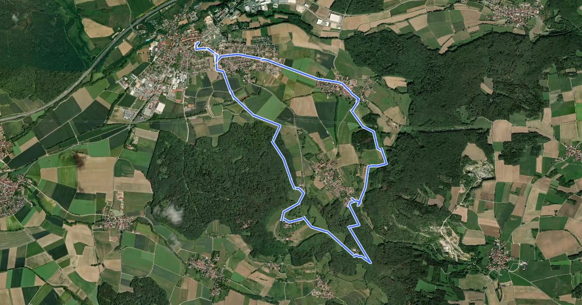 Маршрут Rundwanderweg Scheßlitz A "Gügel - Giechburg - Judenfriedhof" на спутниковом снимке