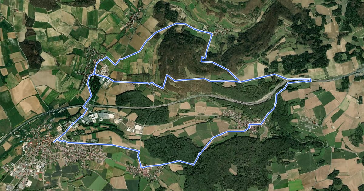 Маршрут Rundwanderweg Scheßlitz B "Würgau - Heldenhain - Reisberg - Burglesau" на спутниковом снимке